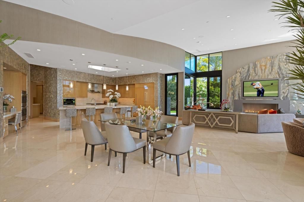 Dining room, Fireplace, Interior, Kitchen, Living room, Pendant Lights, Recessed Lighting