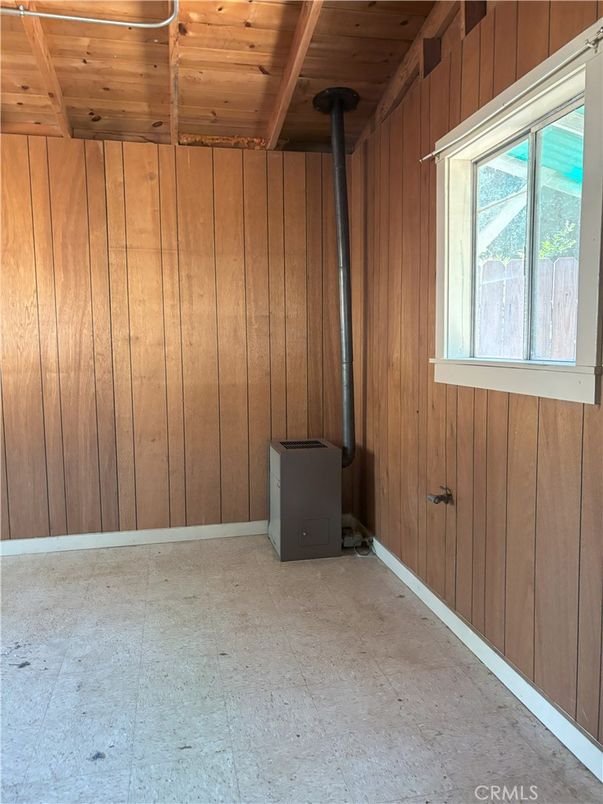 Empty room, Fireplace, Interior, Wooden Ceilings, Wooden Walls