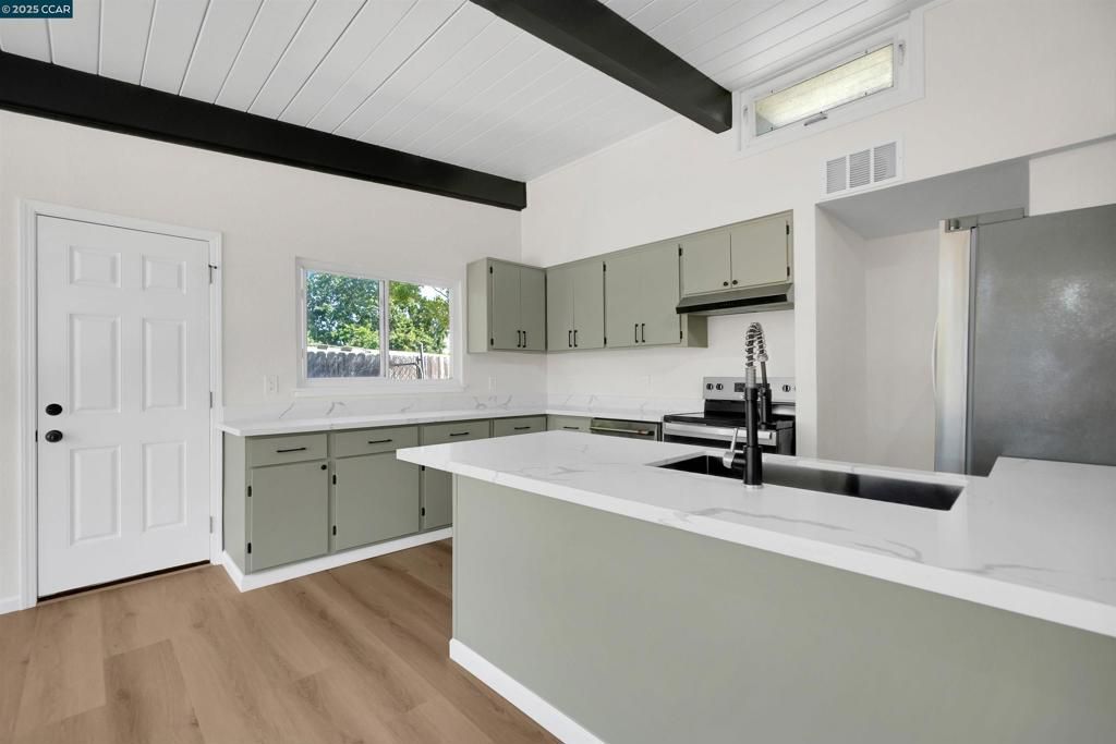 Interior, Kitchen, Wooden Beams, Wood Texture Flooring