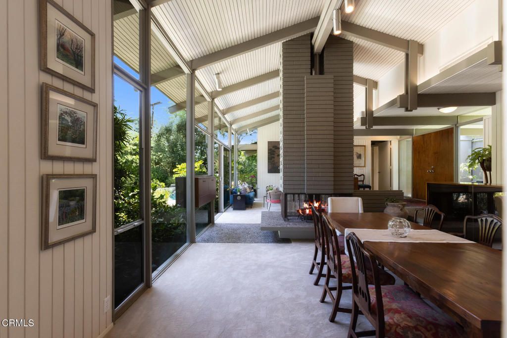Dining room, Fireplace, Interior, Sun Room