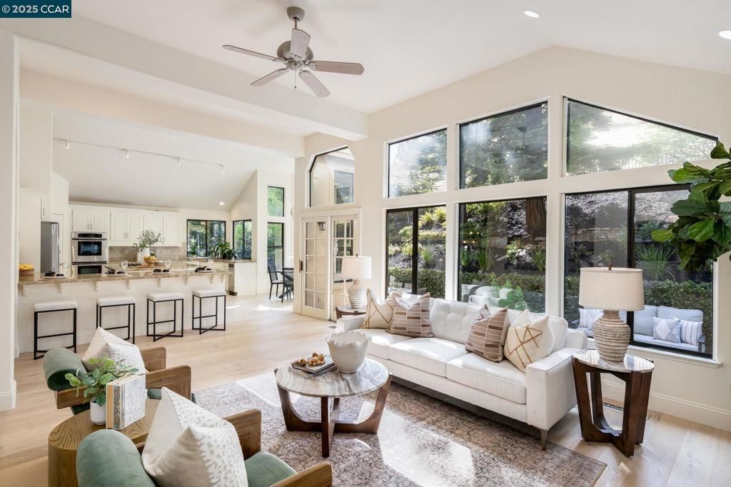 Interior, Kitchen, Living room, Recessed Lighting, Stainless Steel Appliances, Wood Texture Flooring