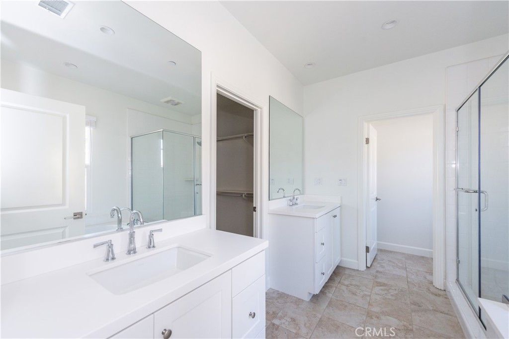 Bathroom, Dual Sink Vanities, Glass Shower, Interior, Recessed Lighting