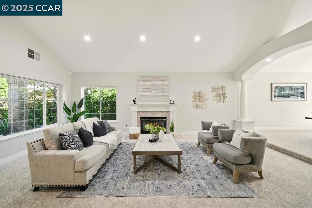 Fireplace, Interior, Living room, Recessed Lighting