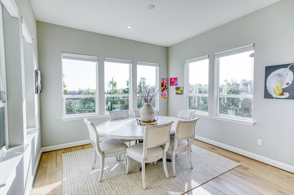 Dining room, Interior, Recessed Lighting, Wood Texture Flooring