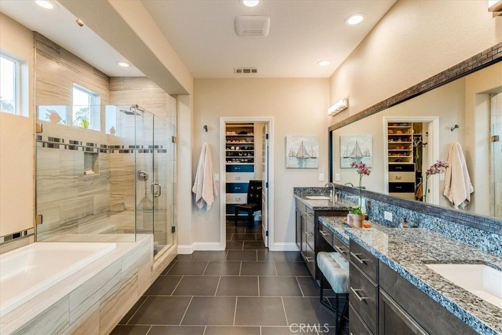 Bathroom, Dual Sink Vanities, Glass Shower, Interior, Recessed Lighting