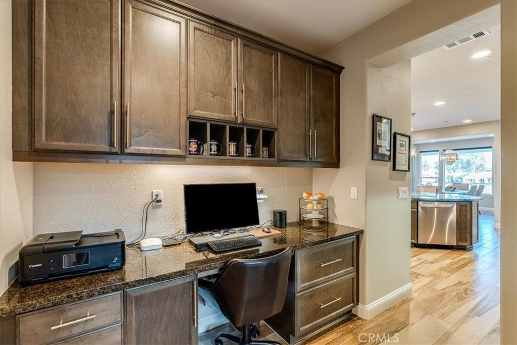 Home Office, Interior, Recessed Lighting, Wood Texture Flooring