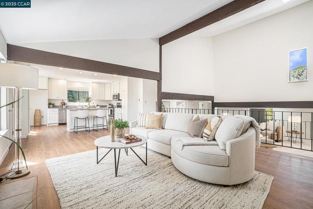 Interior, Kitchen, Living room, Recessed Lighting, Stainless Steel Appliances, Wood Texture Flooring