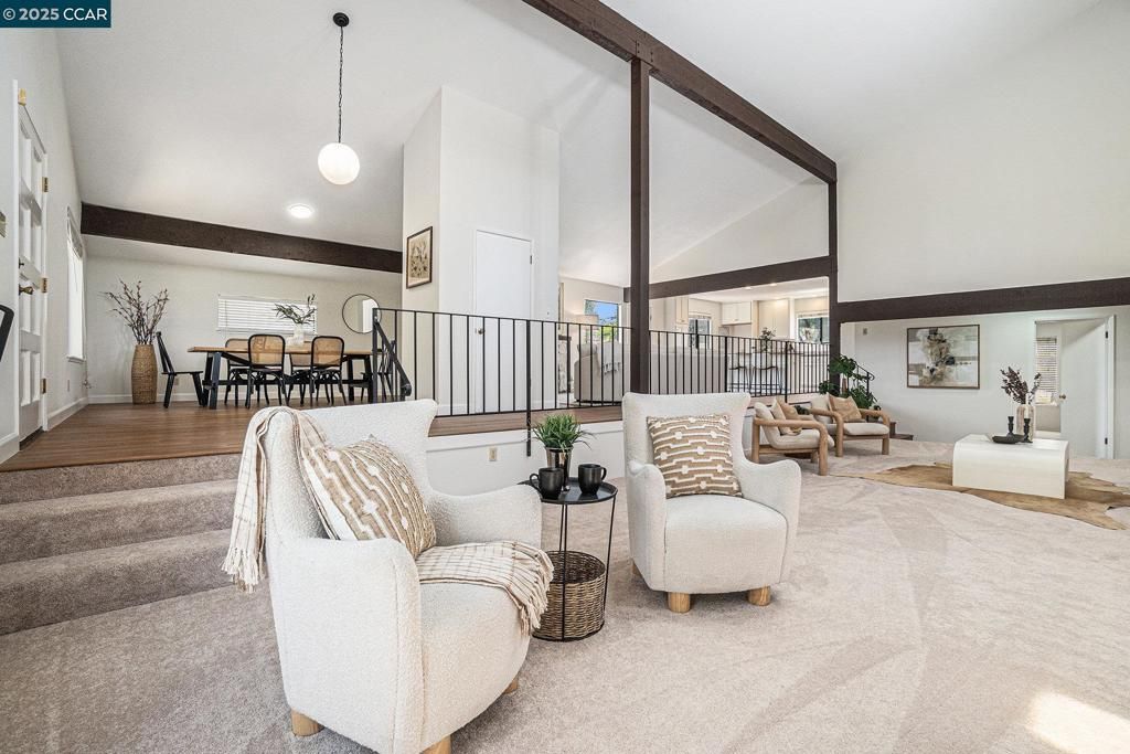 Dining room, Interior, Living room, Pendant Lights, Wood Texture Flooring