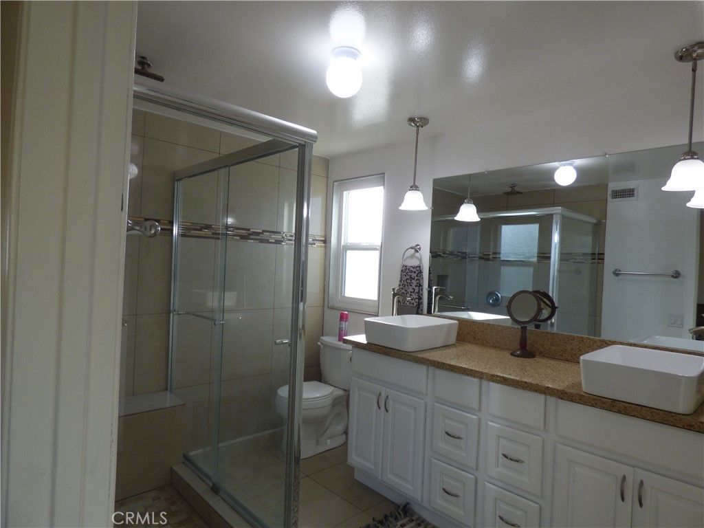 Bathroom, Dual Sink Vanities, Glass Shower, Interior, Pendant Lights