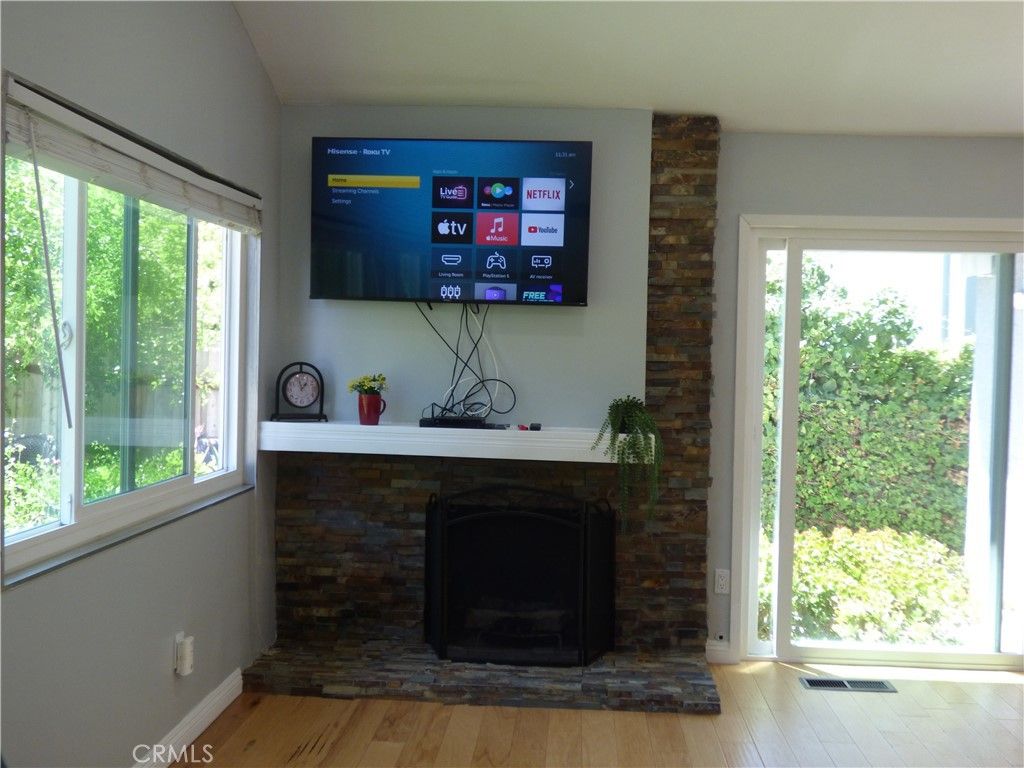 Fireplace, Interior, Stone Walls, Wood Texture Flooring
