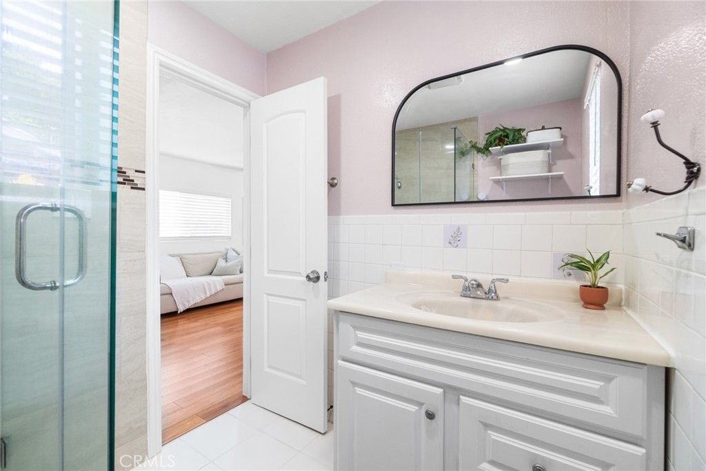 Bathroom, Glass Shower, Interior, Wood Texture Flooring