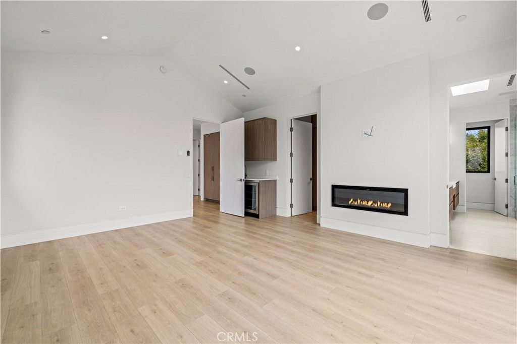 Empty room, Fireplace, Interior, Recessed Lighting, Wood Texture Flooring