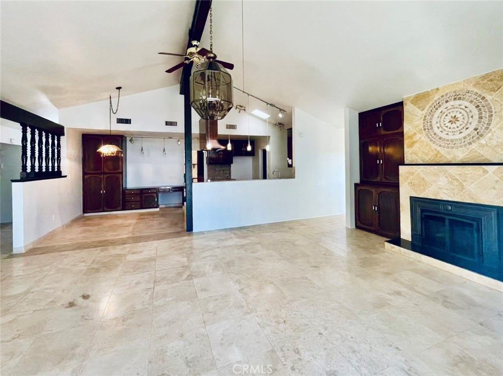 Empty room, Fireplace, Interior, Pendant Lights