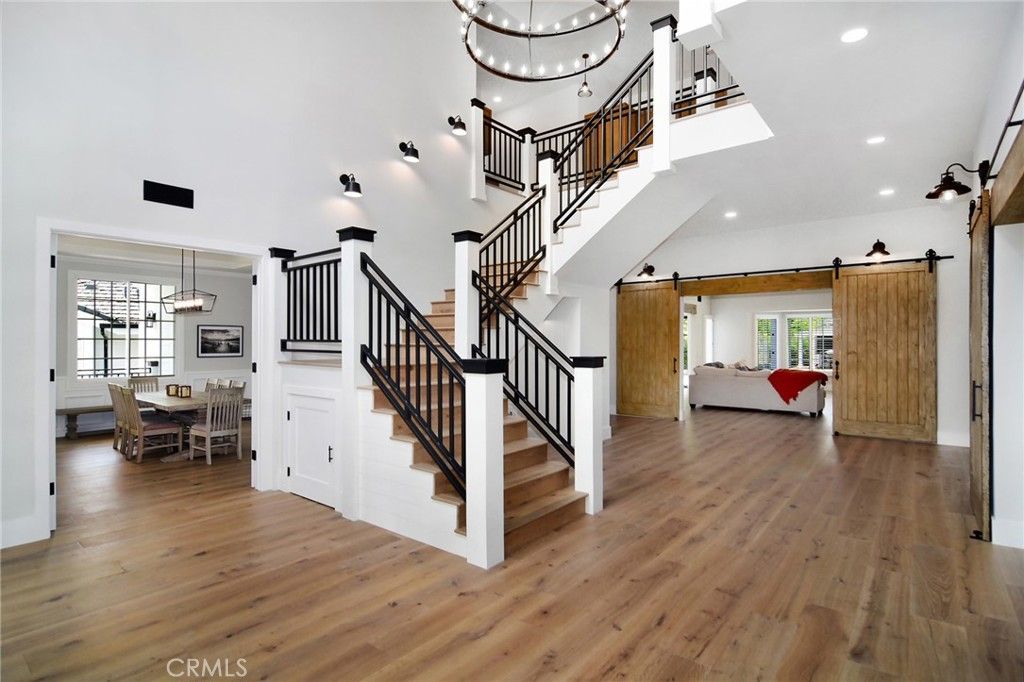 Dining room, Interior, Pendant Lights, Recessed Lighting, Wood Texture Flooring