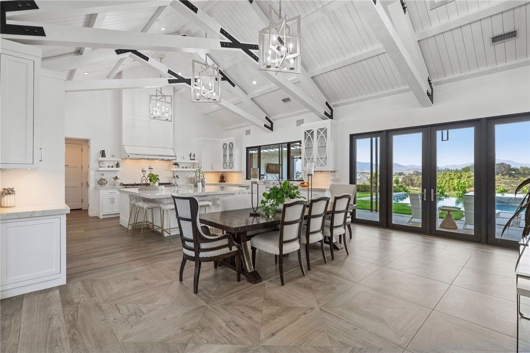 Dining room, Interior, Kitchen, Pendant Lights, Water, Wood Texture Flooring