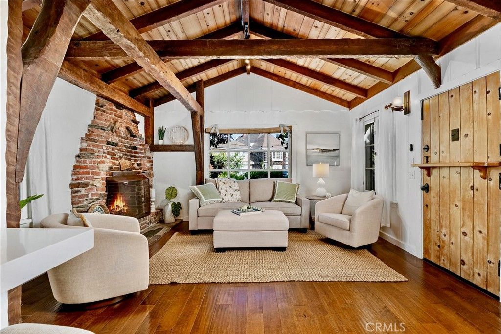 Fireplace, Interior, Living room, Stone Walls, Wooden Beams, Wooden Ceilings, Wood Texture Flooring