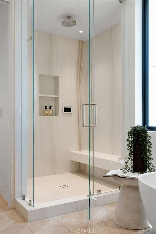 Bathroom, Glass Shower, Interior, Recessed Lighting