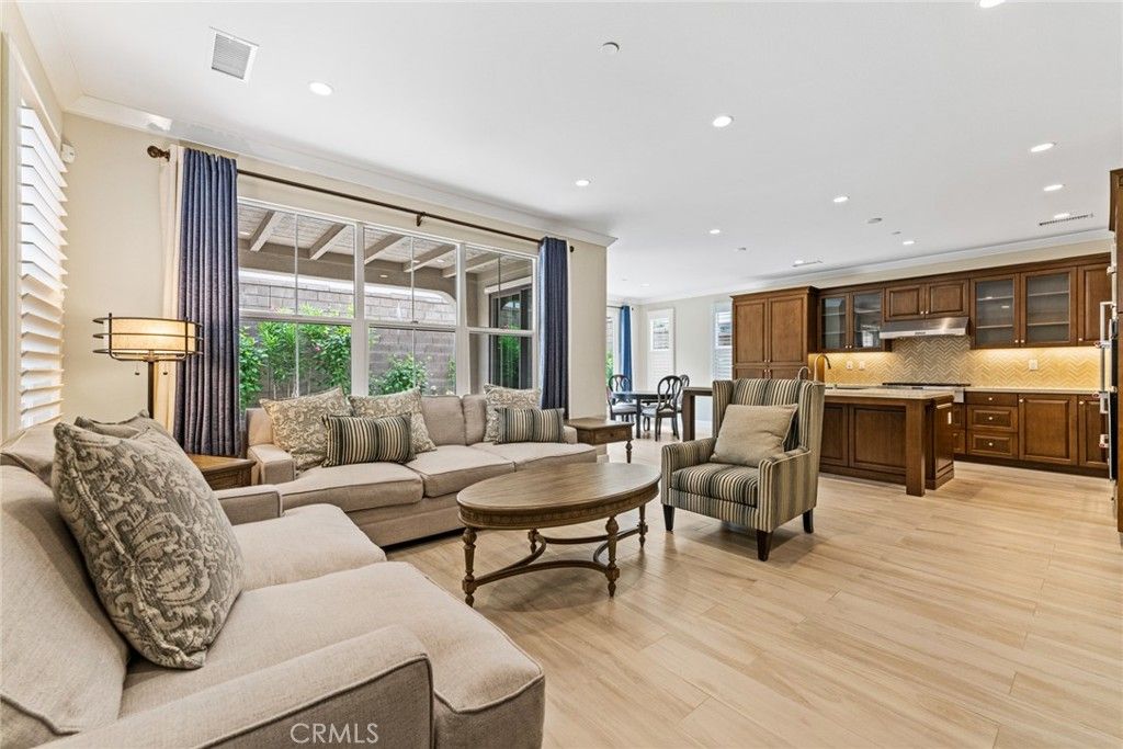Interior, Kitchen, Living room, Recessed Lighting, Stainless Steel Appliances, Wood Texture Flooring