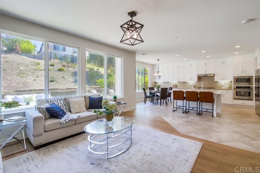 Dining room, Interior, Kitchen, Living room, Pendant Lights, Recessed Lighting, Stainless Steel Appliances, Wood Texture Flooring