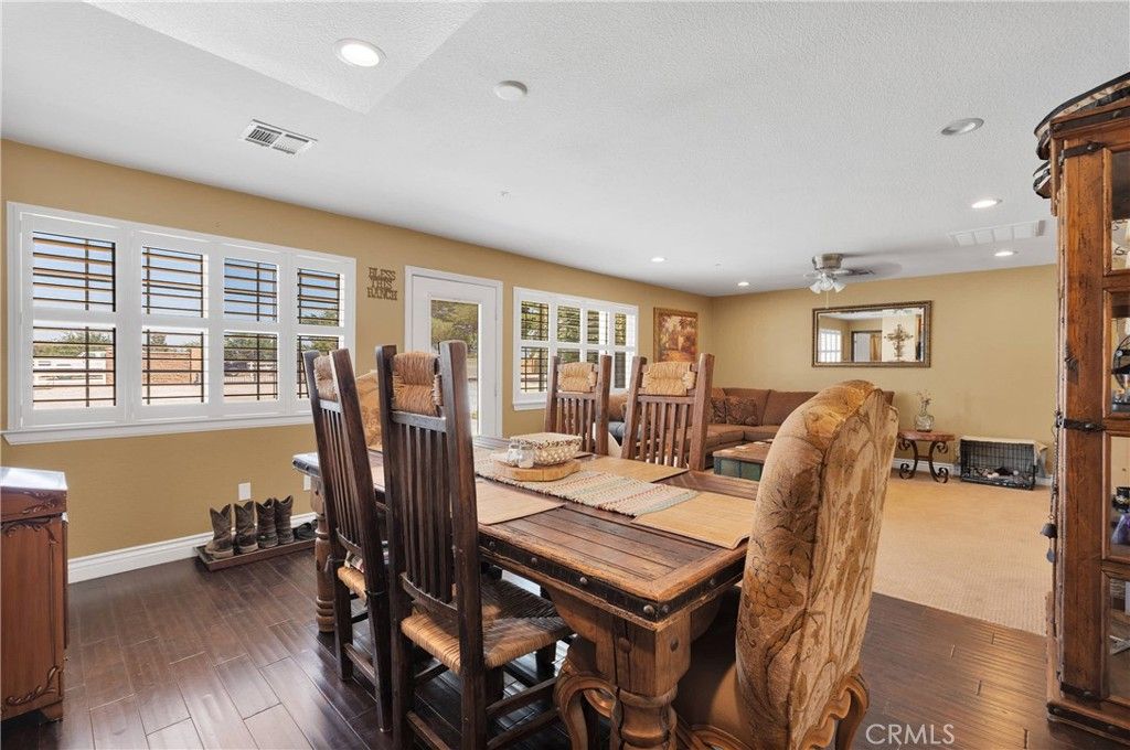 Dining room, Interior, Recessed Lighting, Wood Texture Flooring