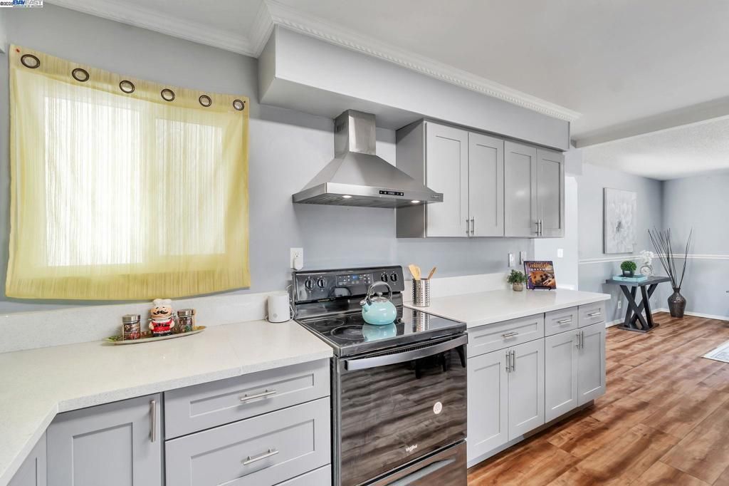 Interior, Kitchen, Stainless Steel Appliances, Wood Texture Flooring