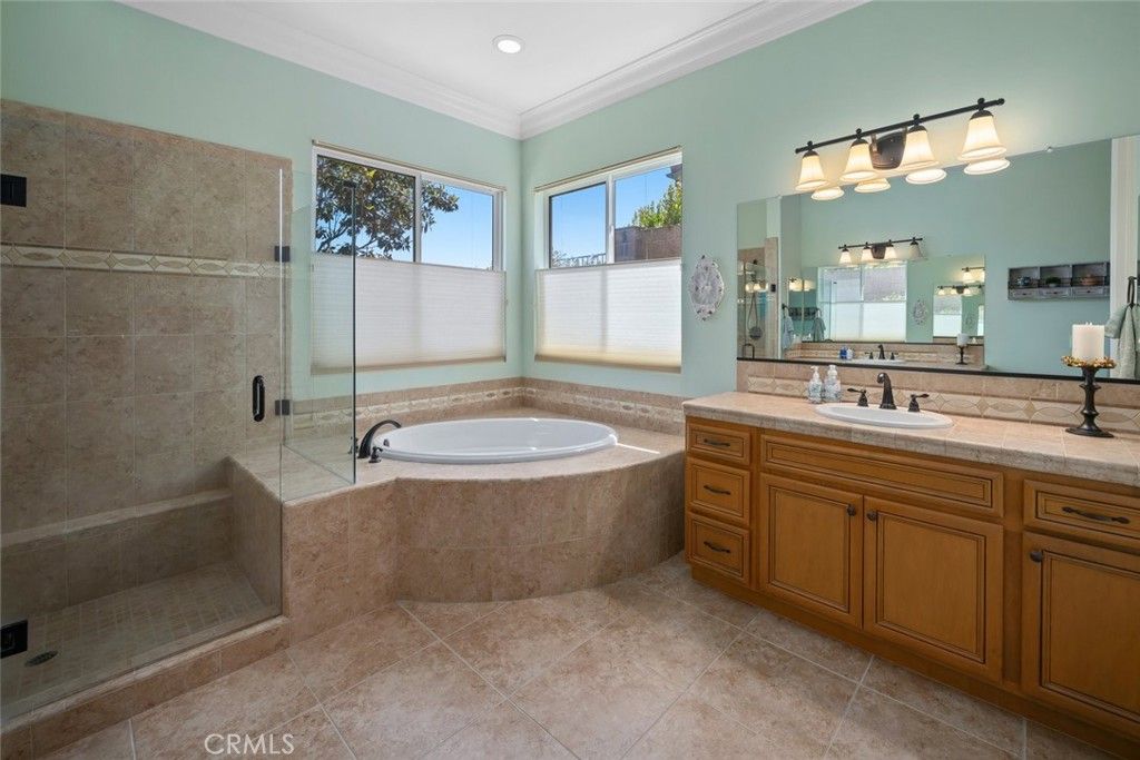 Bathroom, Glass Shower, Interior, Recessed Lighting, Tile Countertops