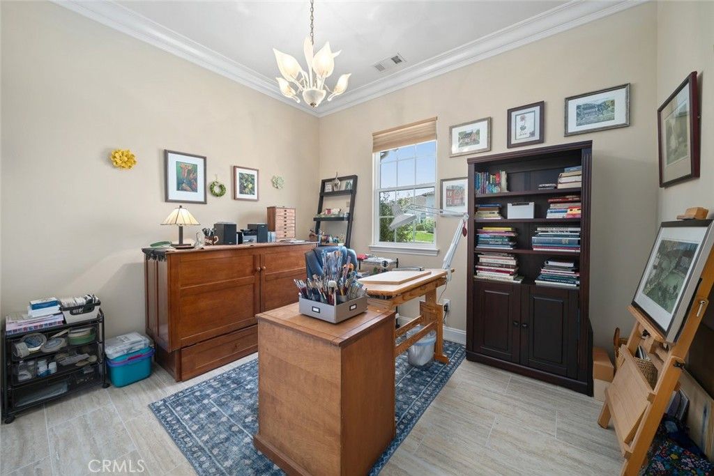 Chandelier, Home Office, Interior, Wood Texture Flooring