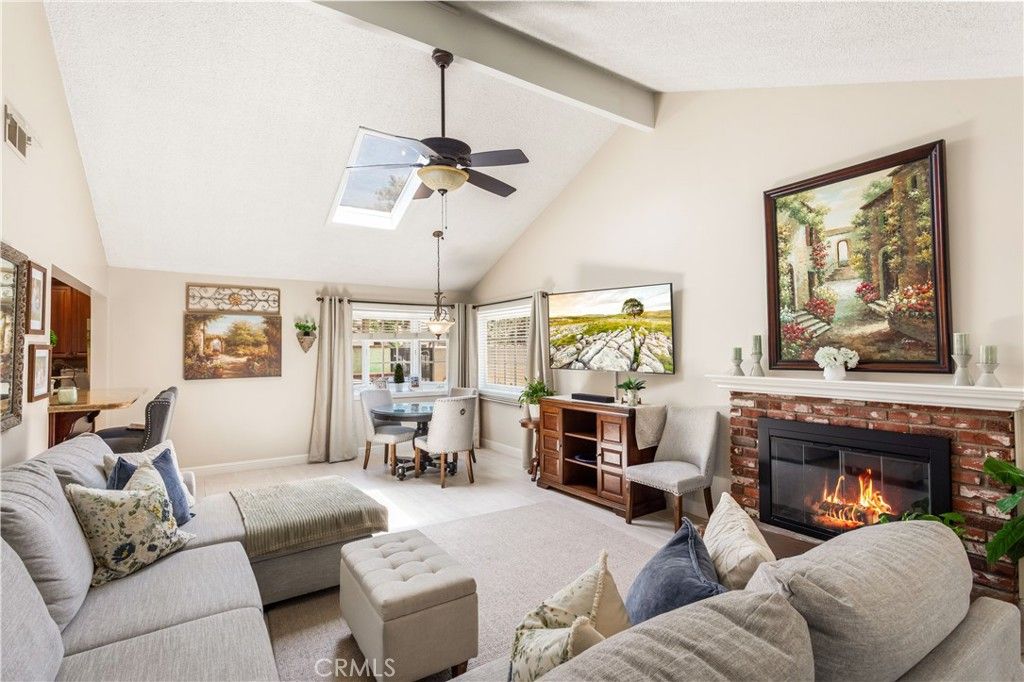 Dining room, Fireplace, Interior, Living room, Pendant Lights