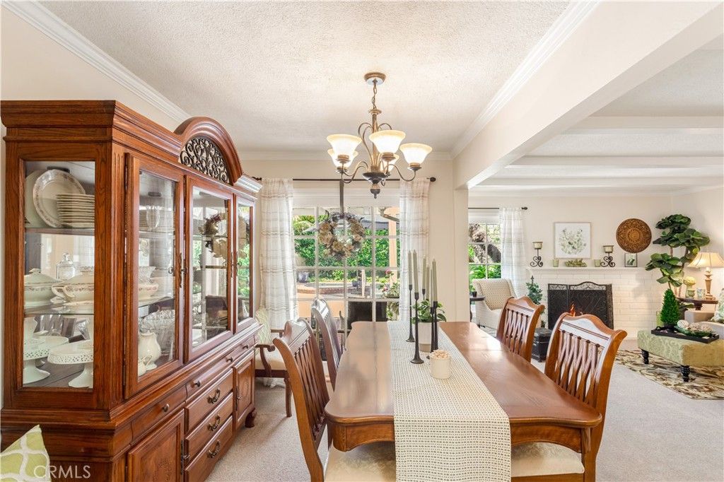 Chandelier, Dining room, Fireplace, Interior