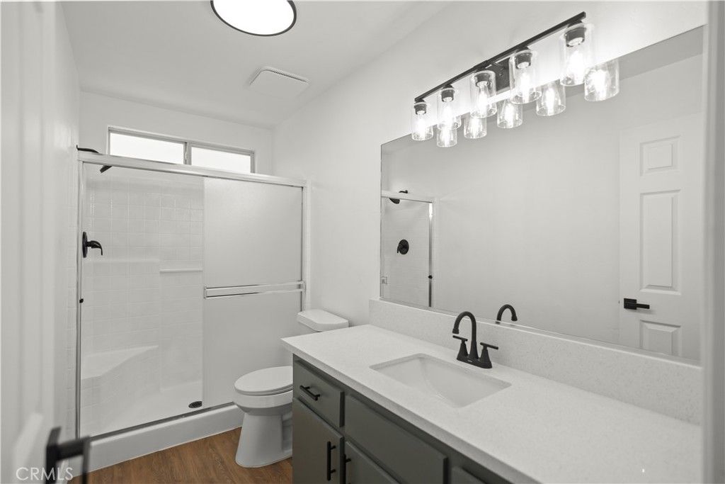 Bathroom, Glass Shower, Interior, Wood Texture Flooring