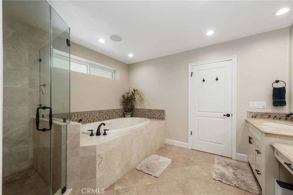Bathroom, Glass Shower, Interior, Recessed Lighting, Tile Countertops
