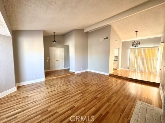 Empty room, Interior, Pendant Lights, Wood Texture Flooring
