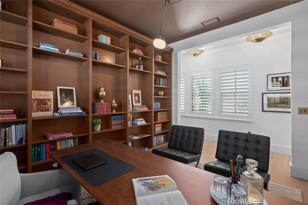 Home Office, Interior, Pendant Lights, Wood Texture Flooring
