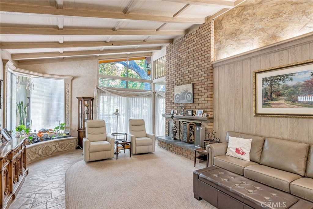 Fireplace, Interior, Living room, Stone Walls, Wooden Beams