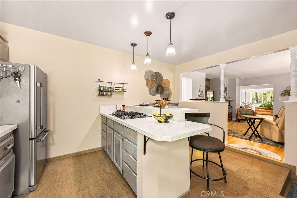 Interior, Kitchen, Pendant Lights, Wood Texture Flooring