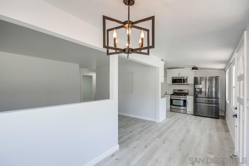 Interior, Kitchen, Pendant Lights, Stainless Steel Appliances, Wood Texture Flooring