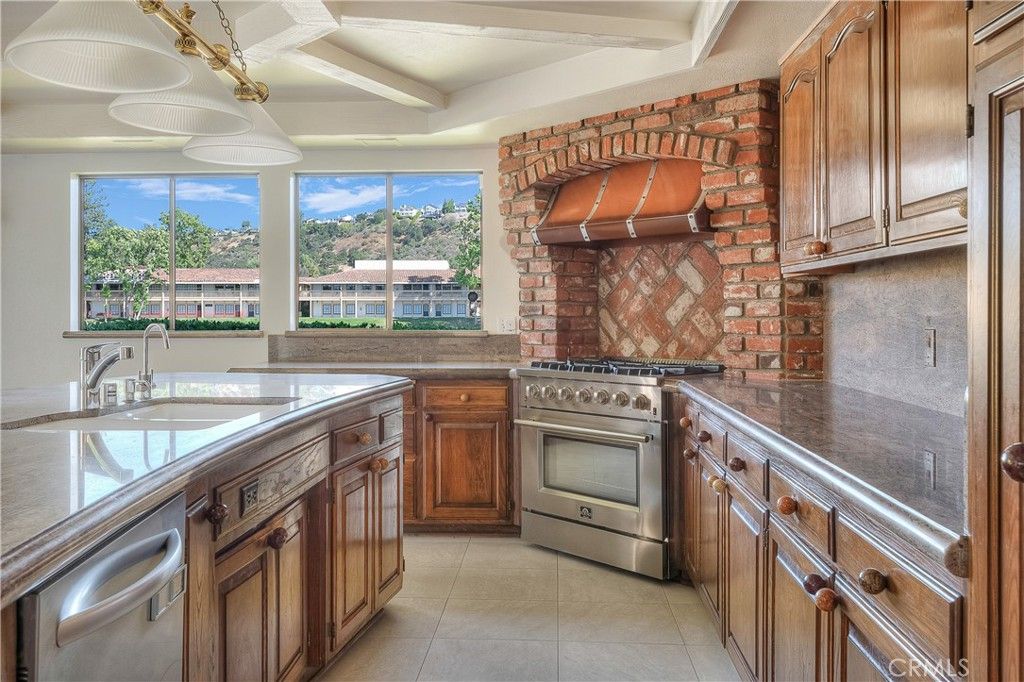 Interior, Kitchen, Stainless Steel Appliances, Stone Walls
