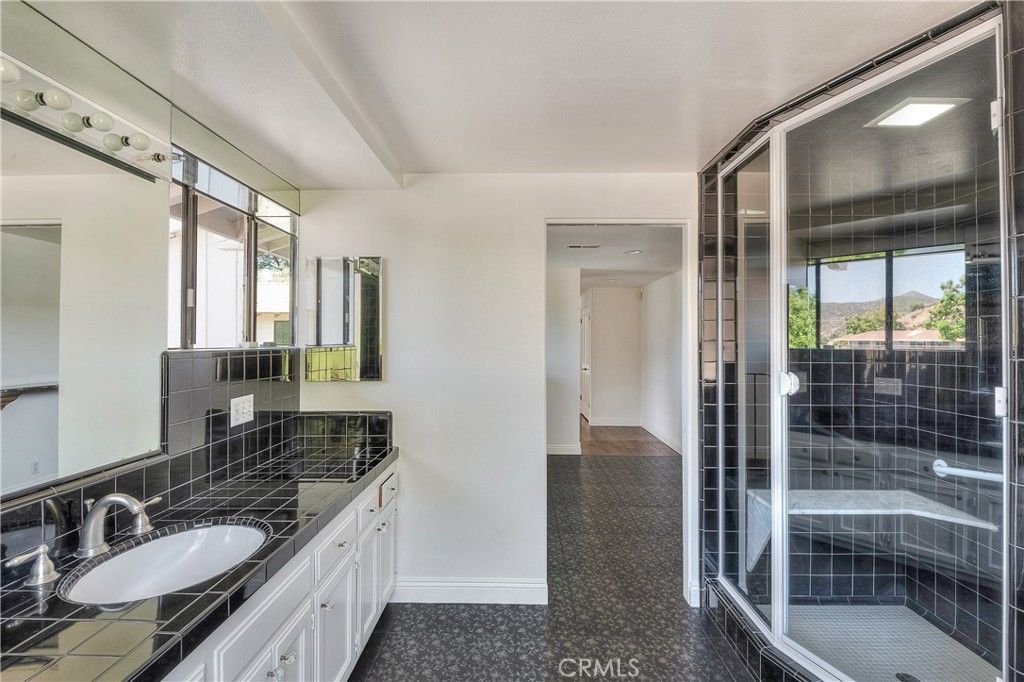 Bathroom, Dual Sink Vanities, Glass Shower, Interior, Tile Countertops