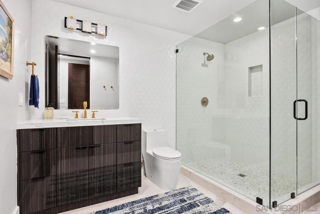 Bathroom, Glass Shower, Interior, Recessed Lighting