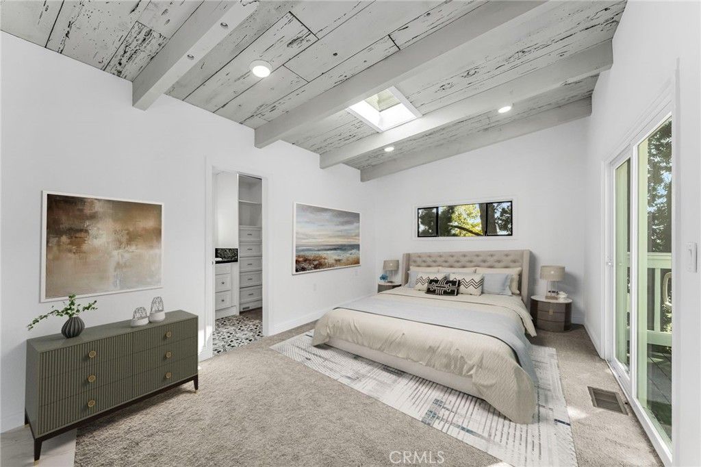 Bedroom, Interior, Recessed Lighting, Wooden Beams