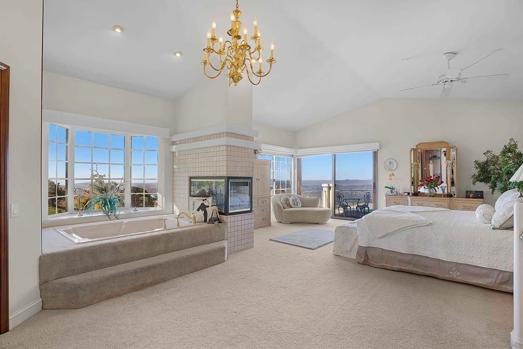 Bedroom, Chandelier, Fireplace, Interior, Recessed Lighting