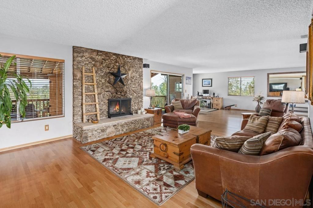 Fireplace, Interior, Living room, Stone Walls, Wood Texture Flooring
