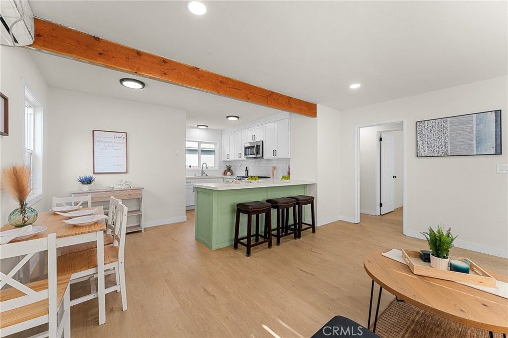 Interior, Kitchen, Recessed Lighting, Wooden Beams, Wood Texture Flooring
