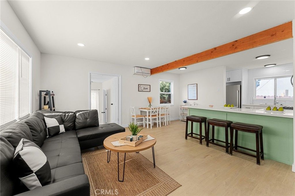 Dining room, Interior, Kitchen, Living room, Recessed Lighting, Wooden Beams, Wood Texture Flooring
