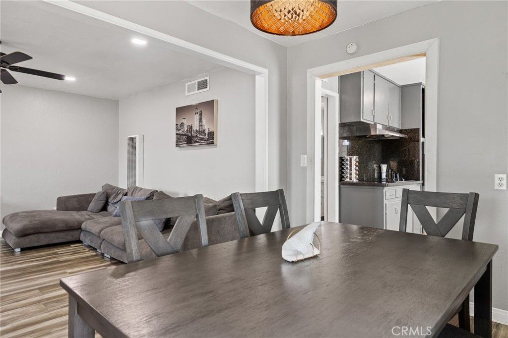 Dining room, Interior, Kitchen, Recessed Lighting, Wood Texture Flooring