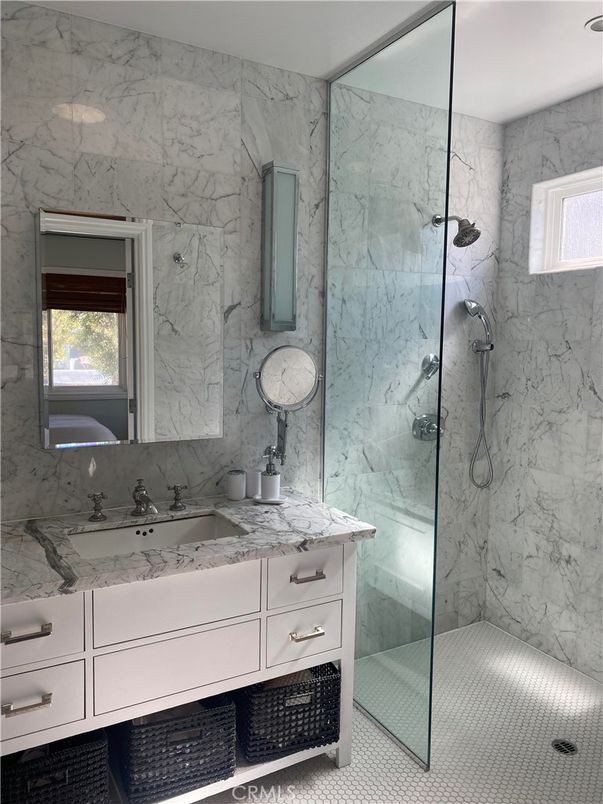 Bathroom, Glass Shower, Interior, Marble Walls