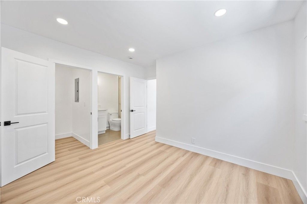 Bathroom, Empty room, Interior, Recessed Lighting, Wood Texture Flooring