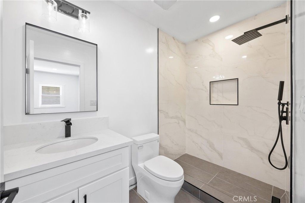 Bathroom, Glass Shower, Interior, Marble Walls, Recessed Lighting