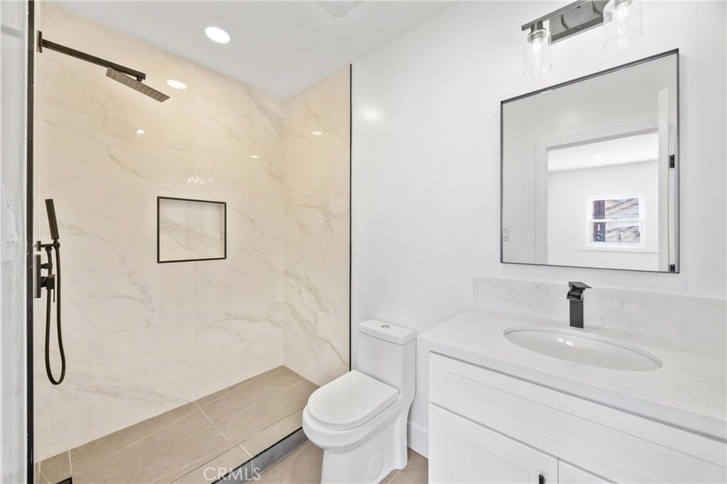 Bathroom, Glass Shower, Interior, Marble Walls, Recessed Lighting