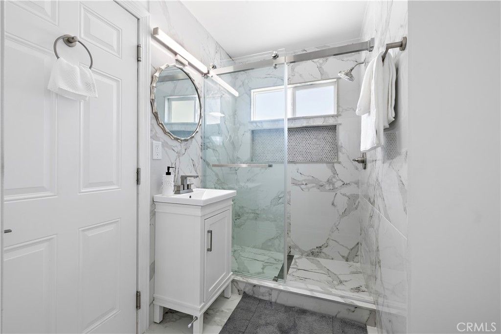 Bathroom, Glass Shower, Interior, Marble Walls
